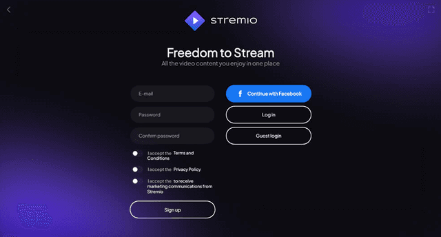 Stremio Signup Example